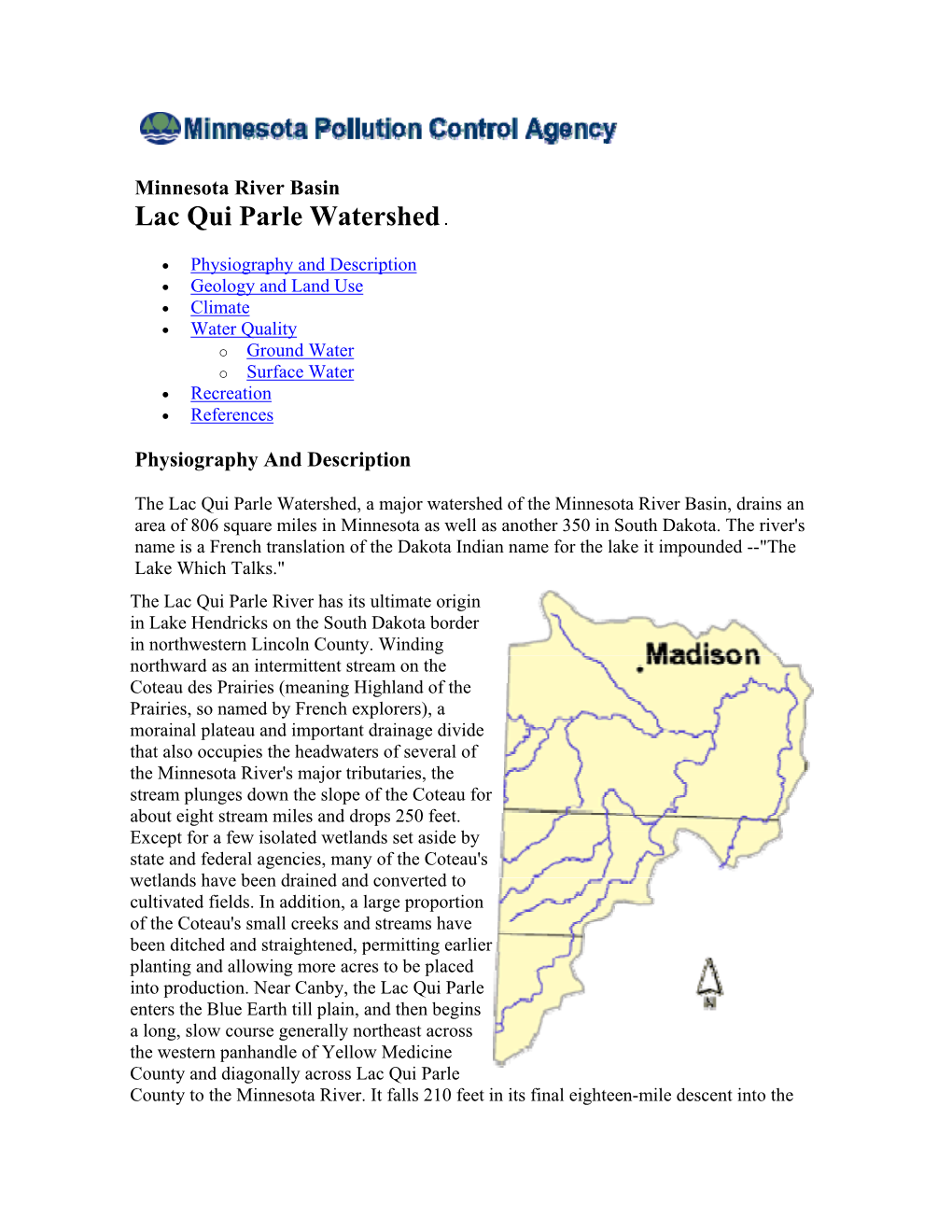 Minnesota River Basin Lac Qui Parle Watershed