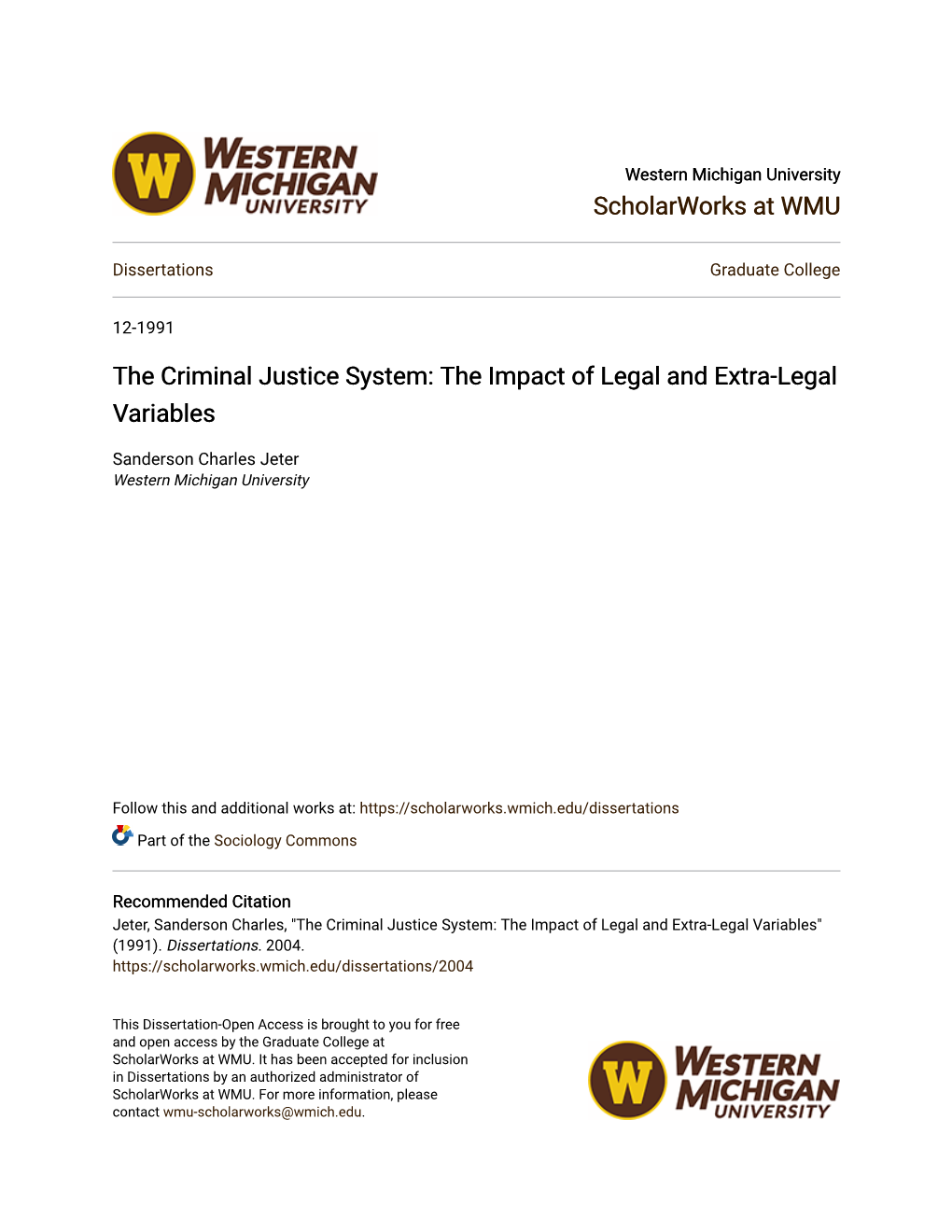 The Criminal Justice System: the Impact of Legal and Extra-Legal Variables