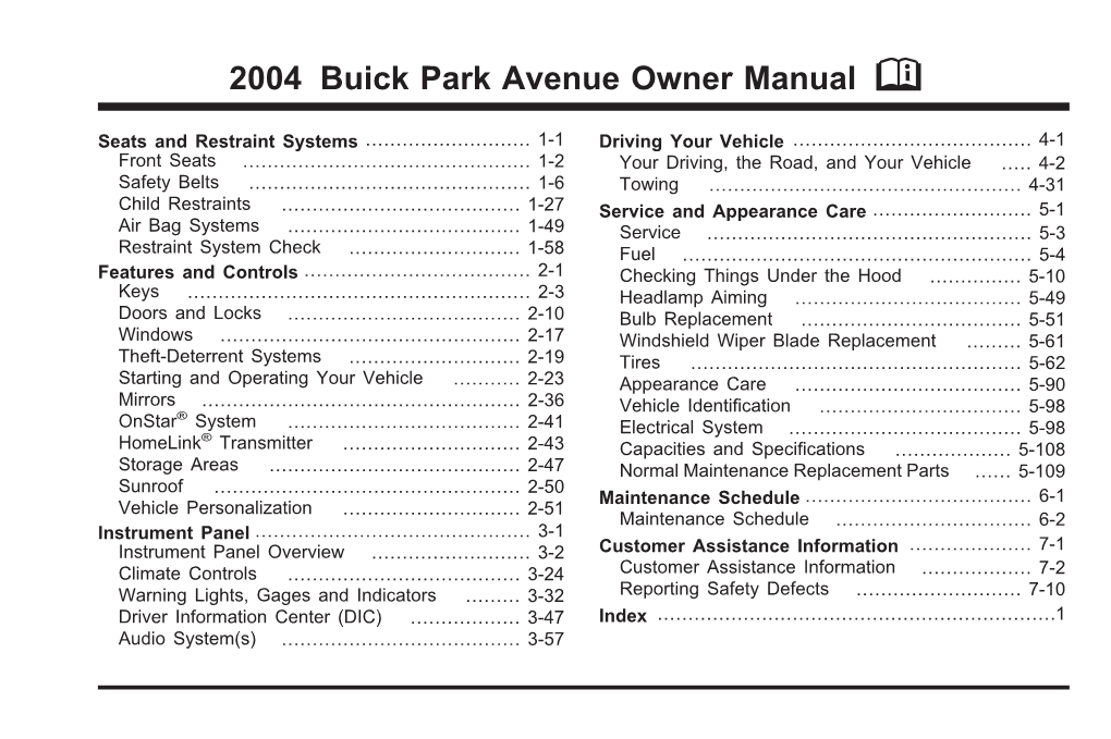 2004 Buick Park Avenue Owner Manual M