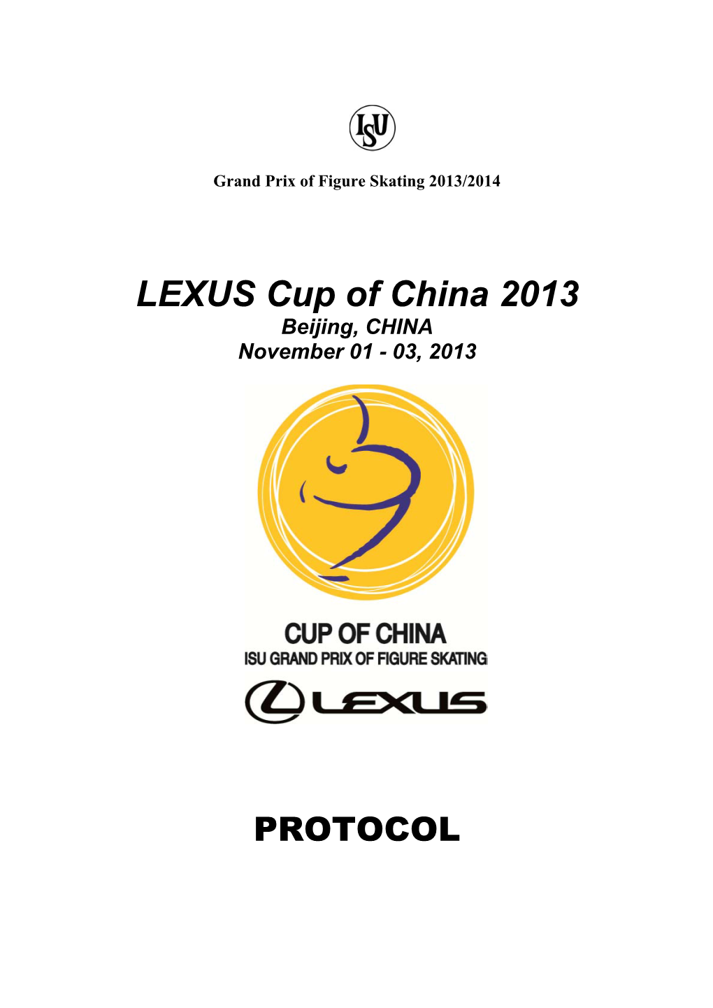 ISU Grand Prix 2013 China, Beijing, Cup of China