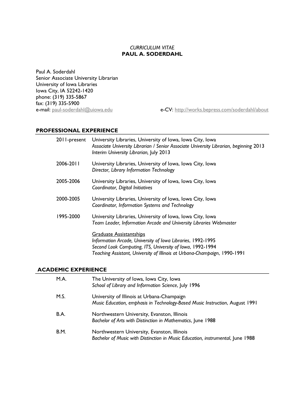 Curriculum Vitae Paul A