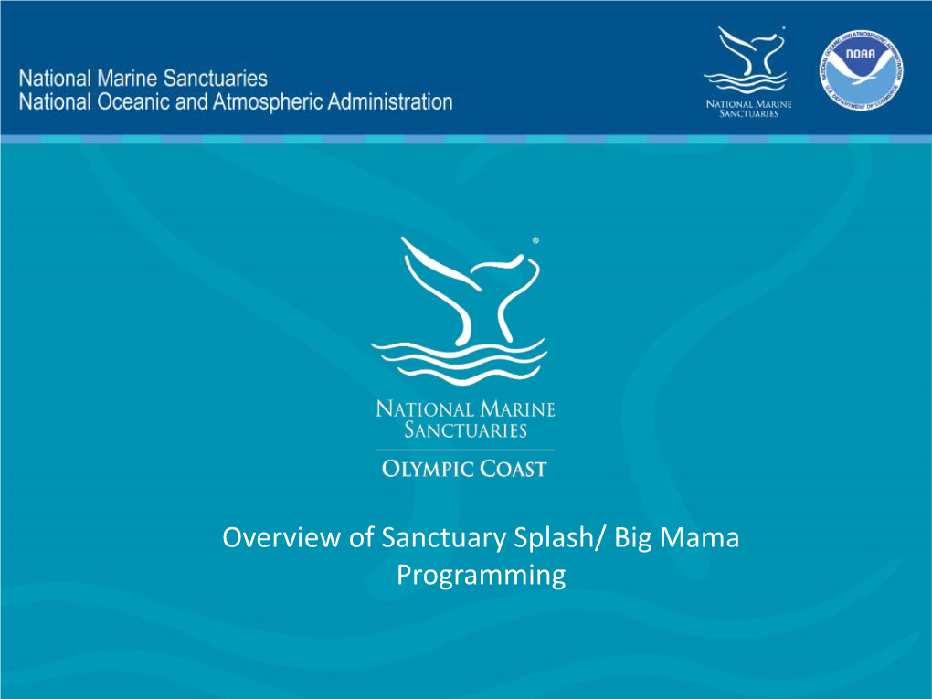 Overview of Sanctuary Splash/ Big Mama Programming • Designed As a Three Part Lesson – Able to Fit Into Two Parts When Requested 1