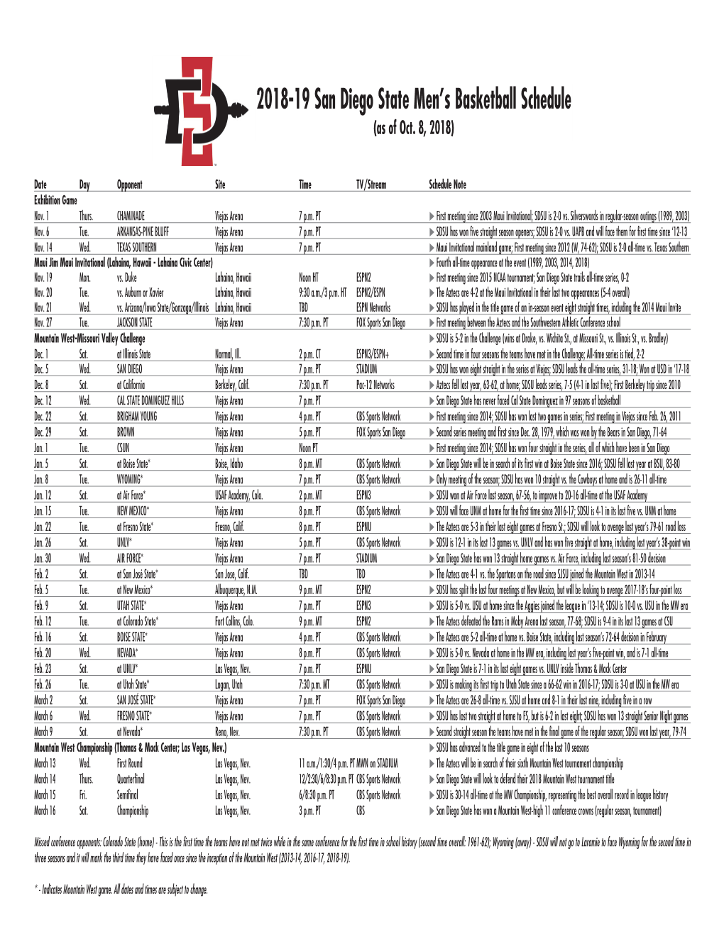 MBB Schedule 18-19 MBB Schedule 06-07.Qxd