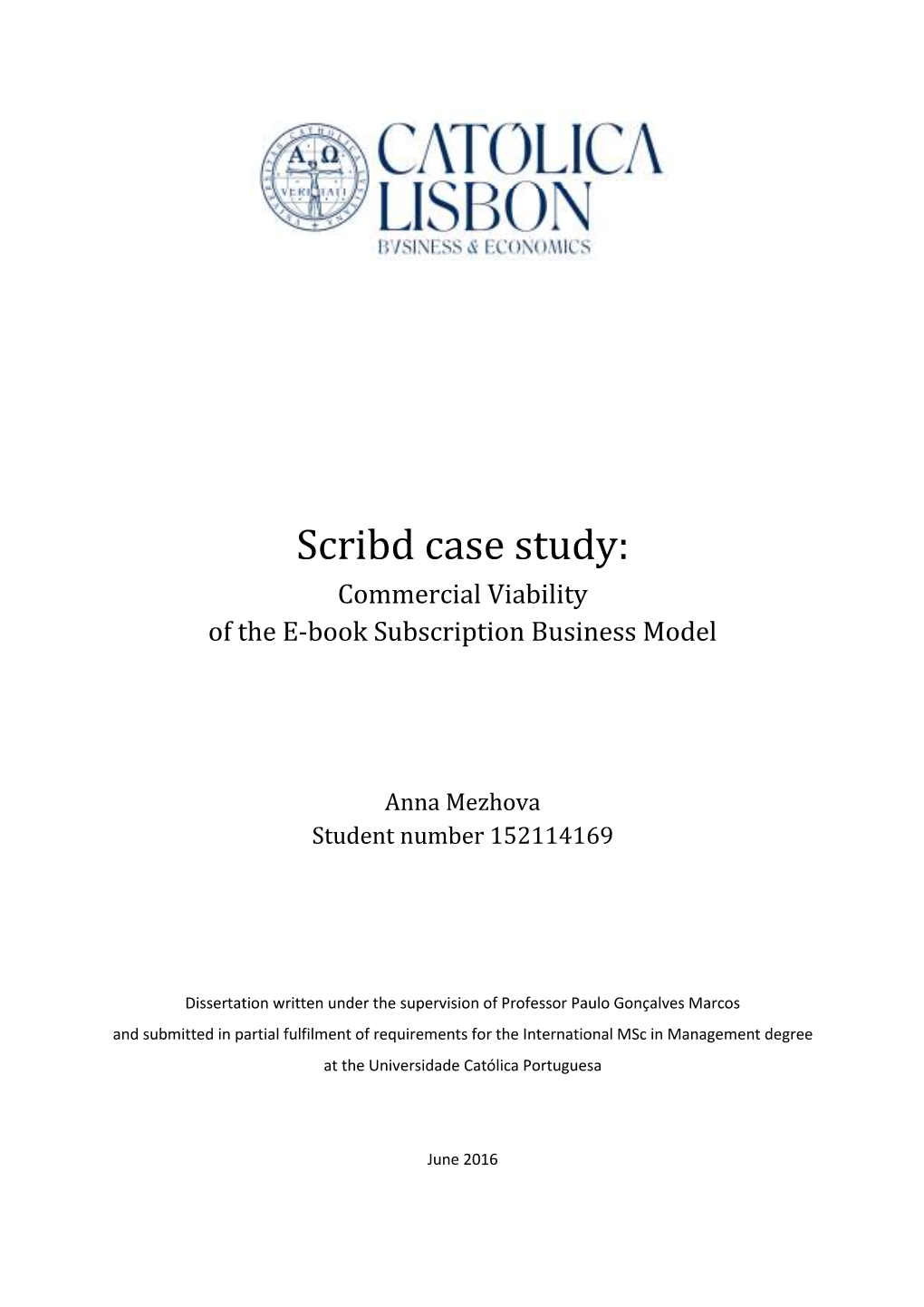 Scribd Case Study: Commercial Viability of the E-Book Subscription Business Model