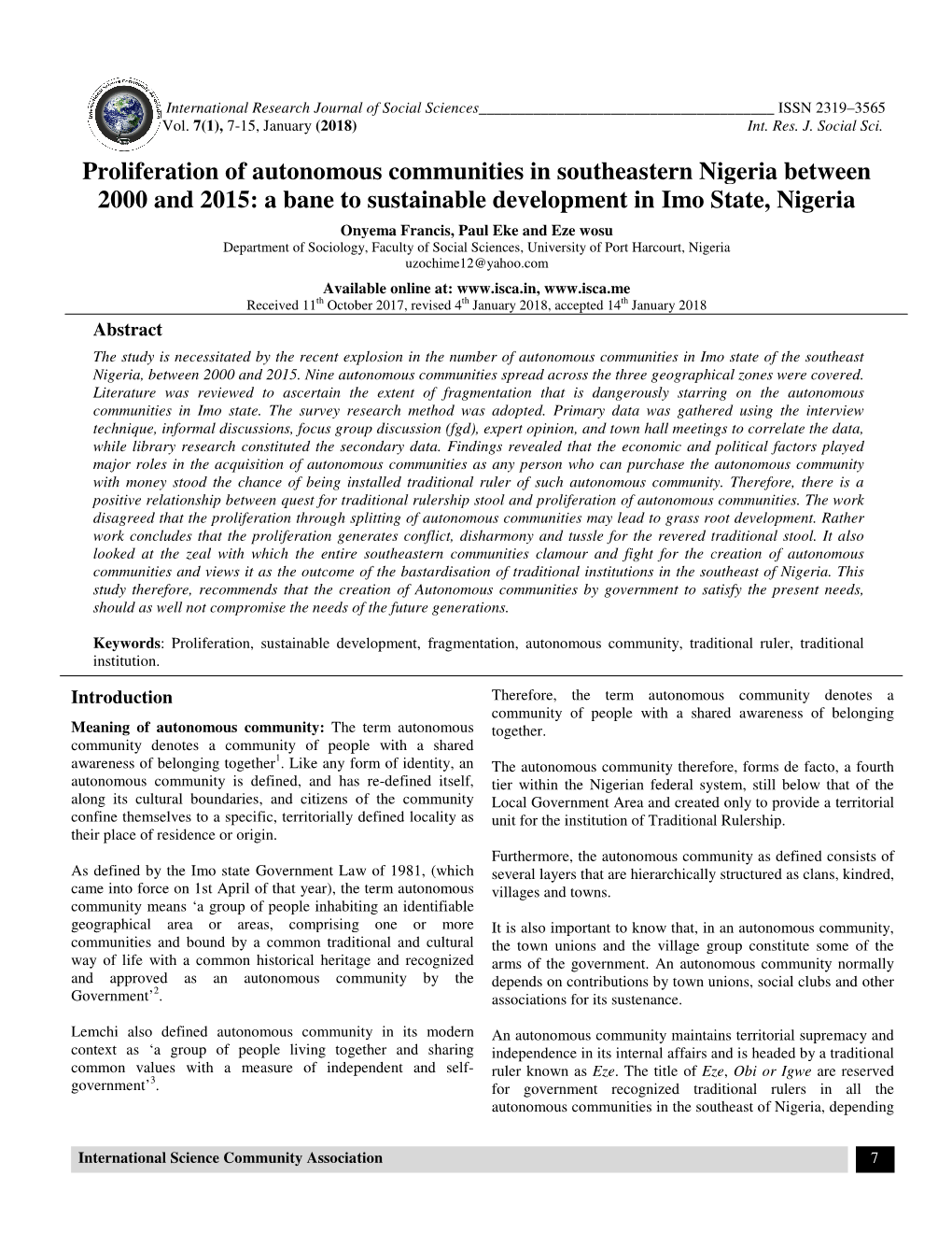 F Autonomous Communities in Southeastern Nigeria Betwe 5