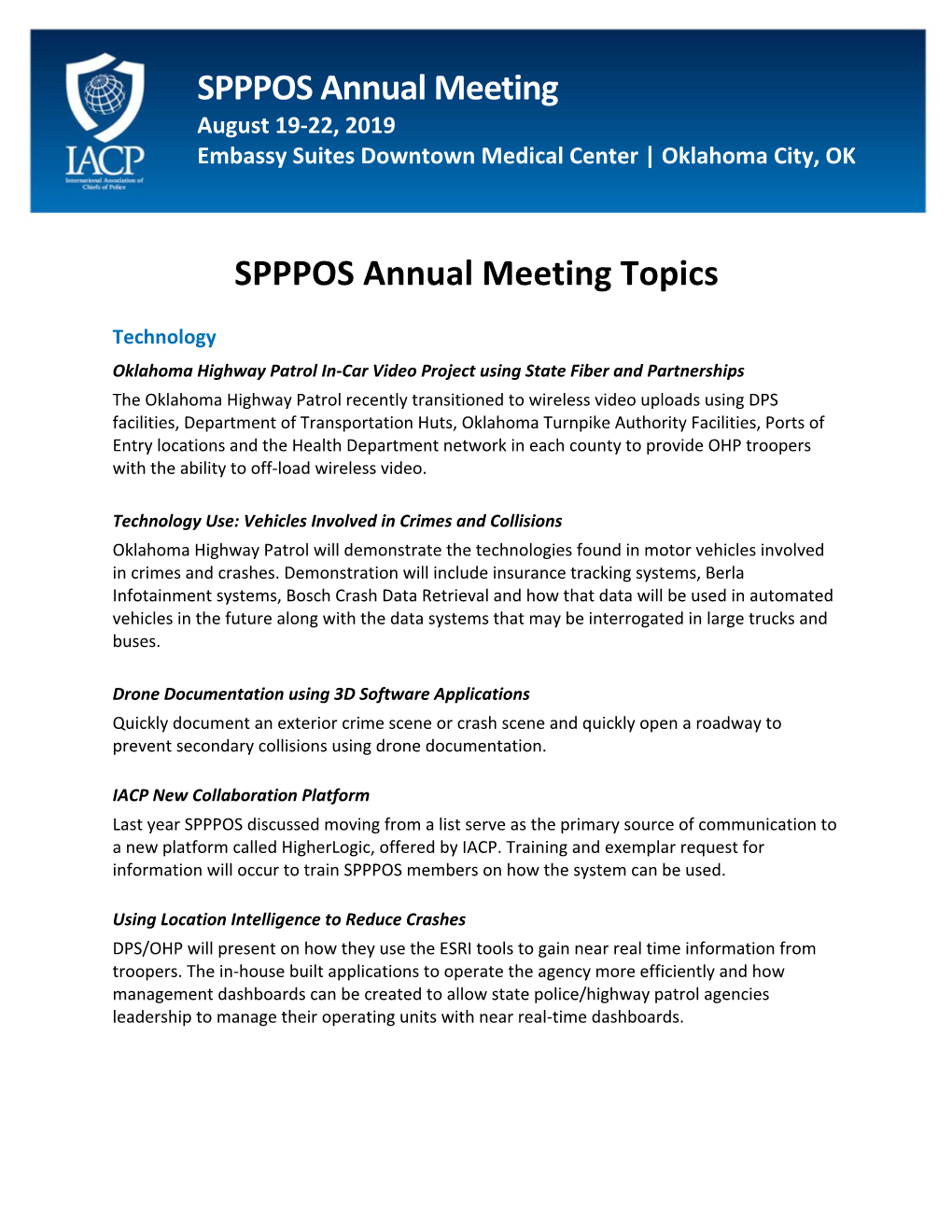 SPPPOS Annual Meeting Topics