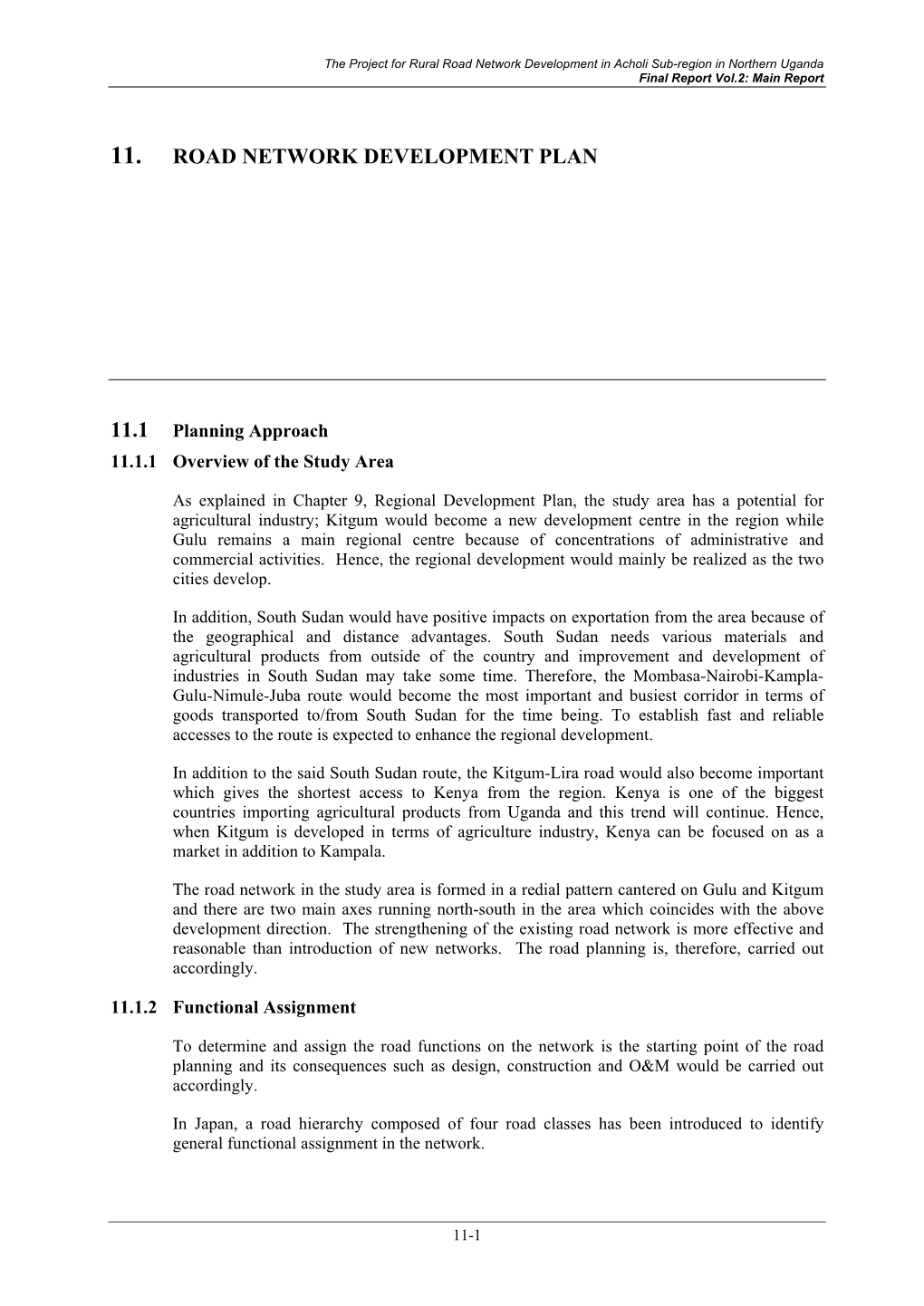 11. Road Network Development Plan