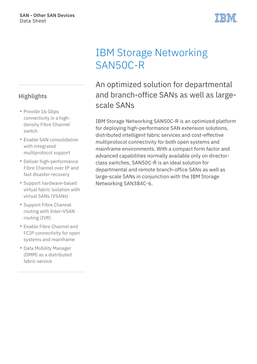 IBM Storage Networking SAN50C-R