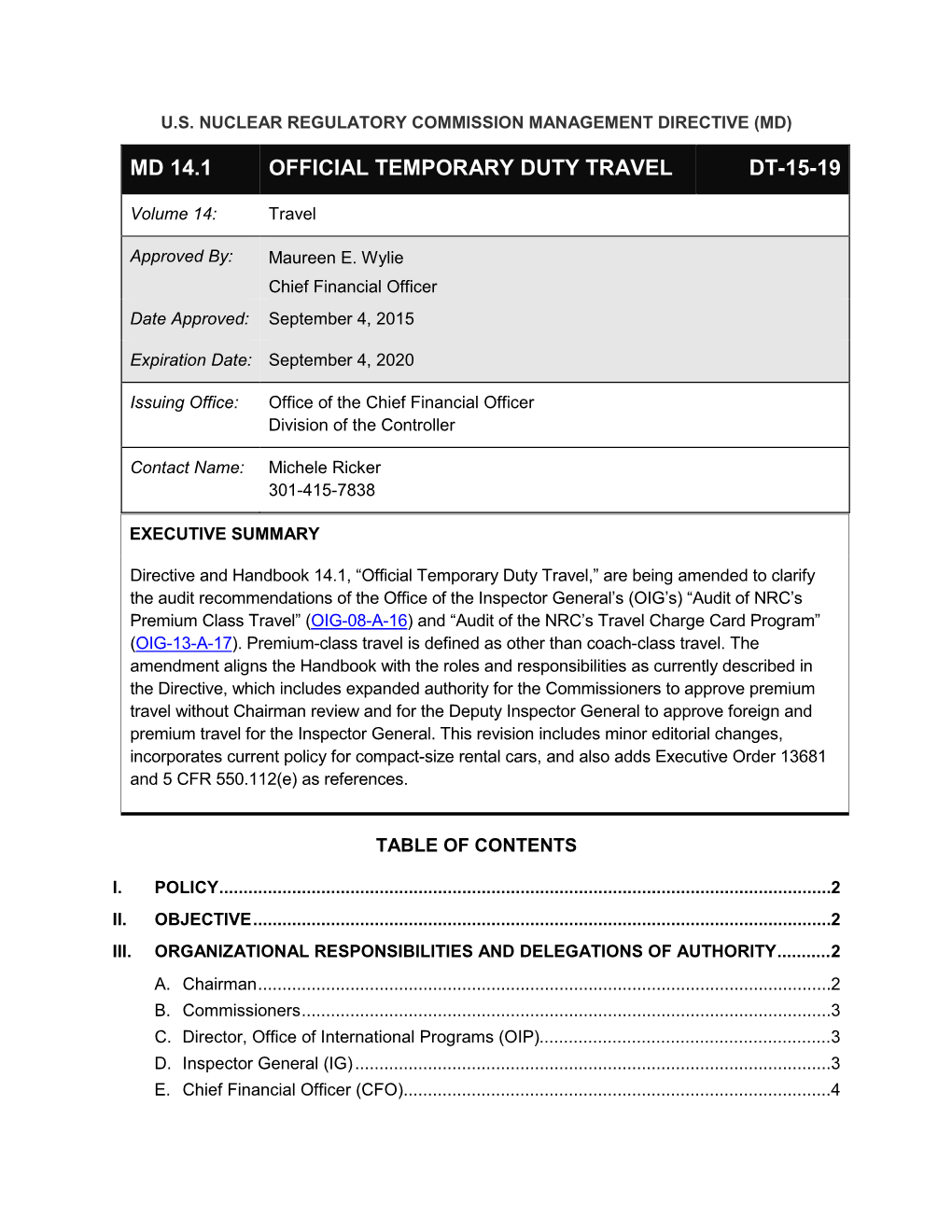 Official Temporary Duty Travel