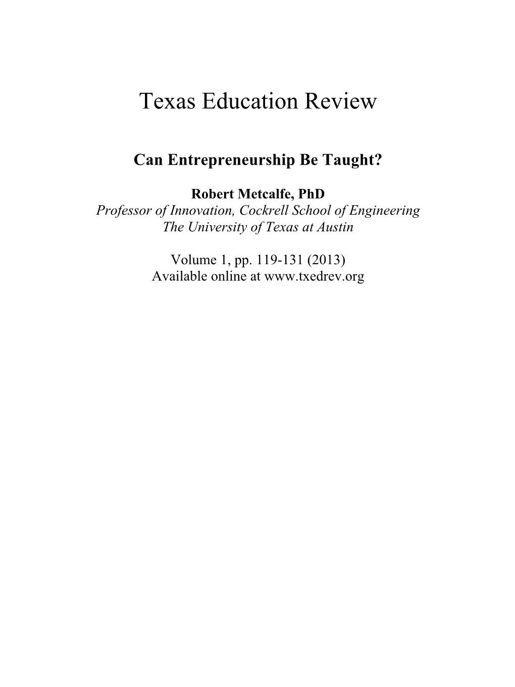 Texas Education Review