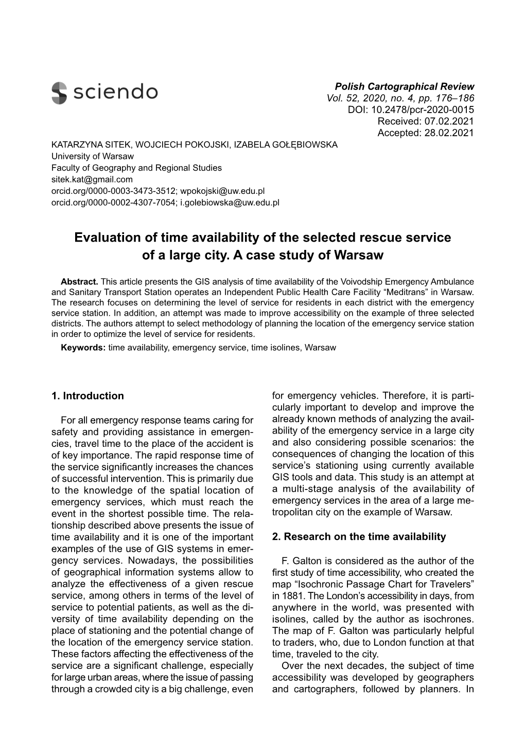 Evaluation of Time Availability of the Selected Rescue Service of a Large City