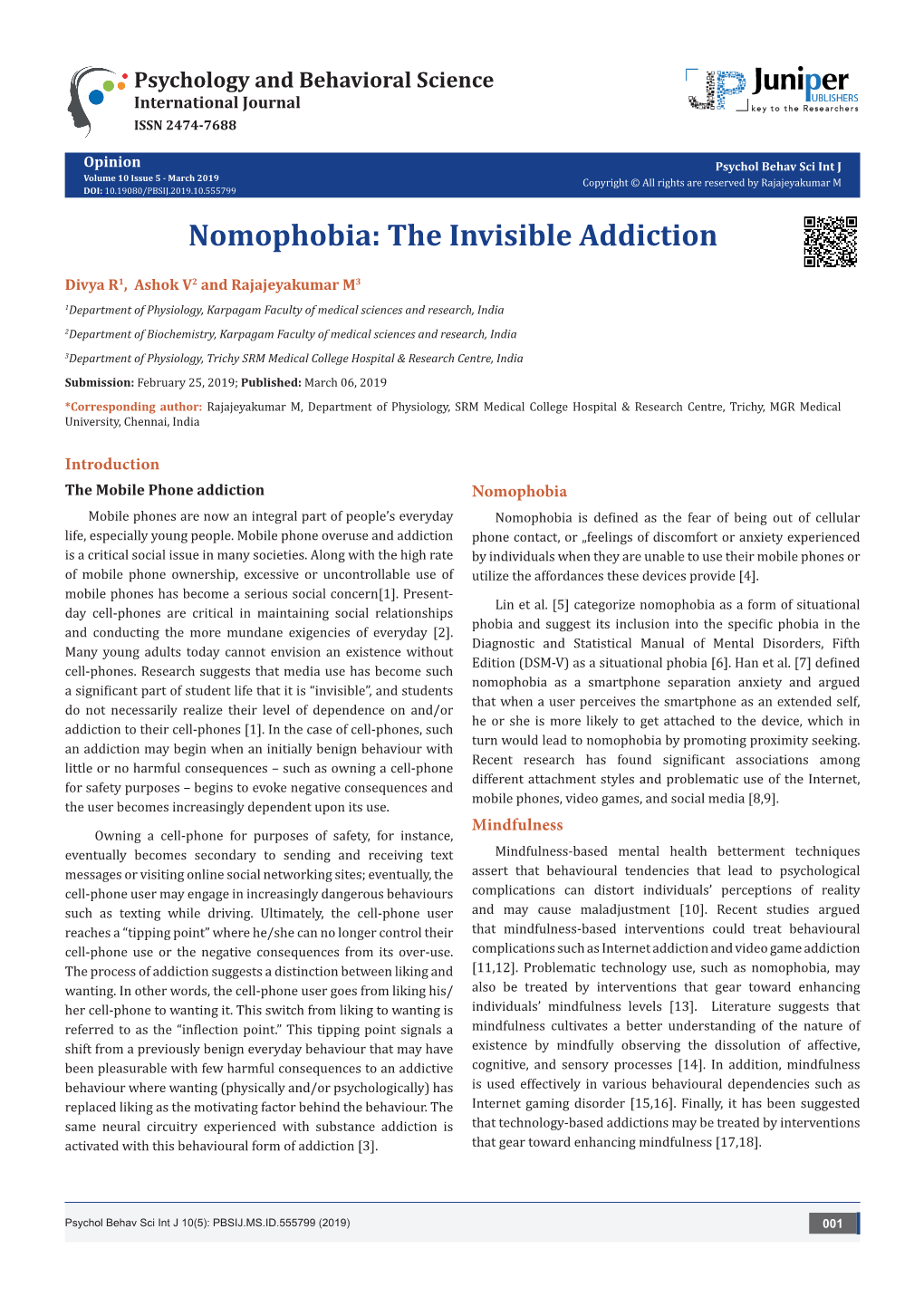 Nomophobia: the Invisible Addiction