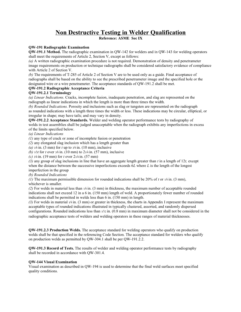 Non Destructive Testing In Welder Qualification