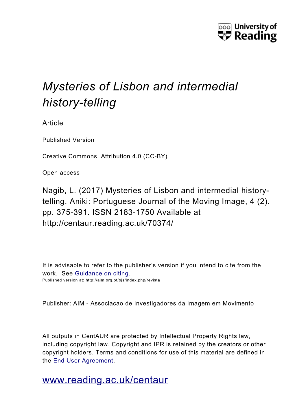 Mysteries of Lisbon and Intermedial History-Telling