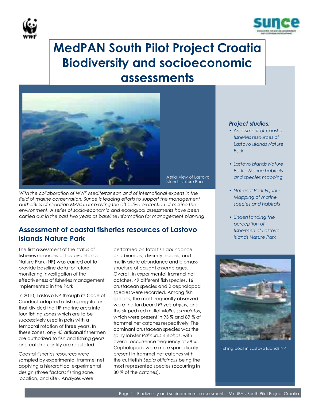 Medpan South Pilot Project Croatia Biodiversity and Socioeconomic