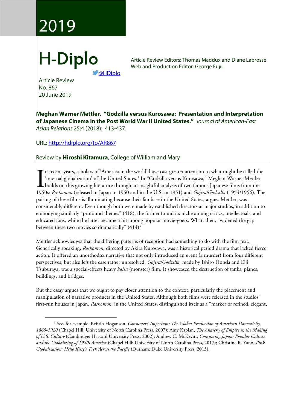 H-Diplo Article Review 20 19