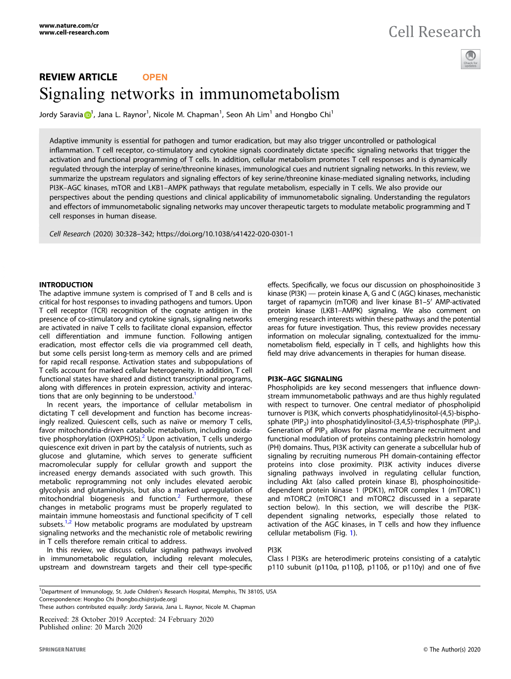 Signaling Networks in Immunometabolism