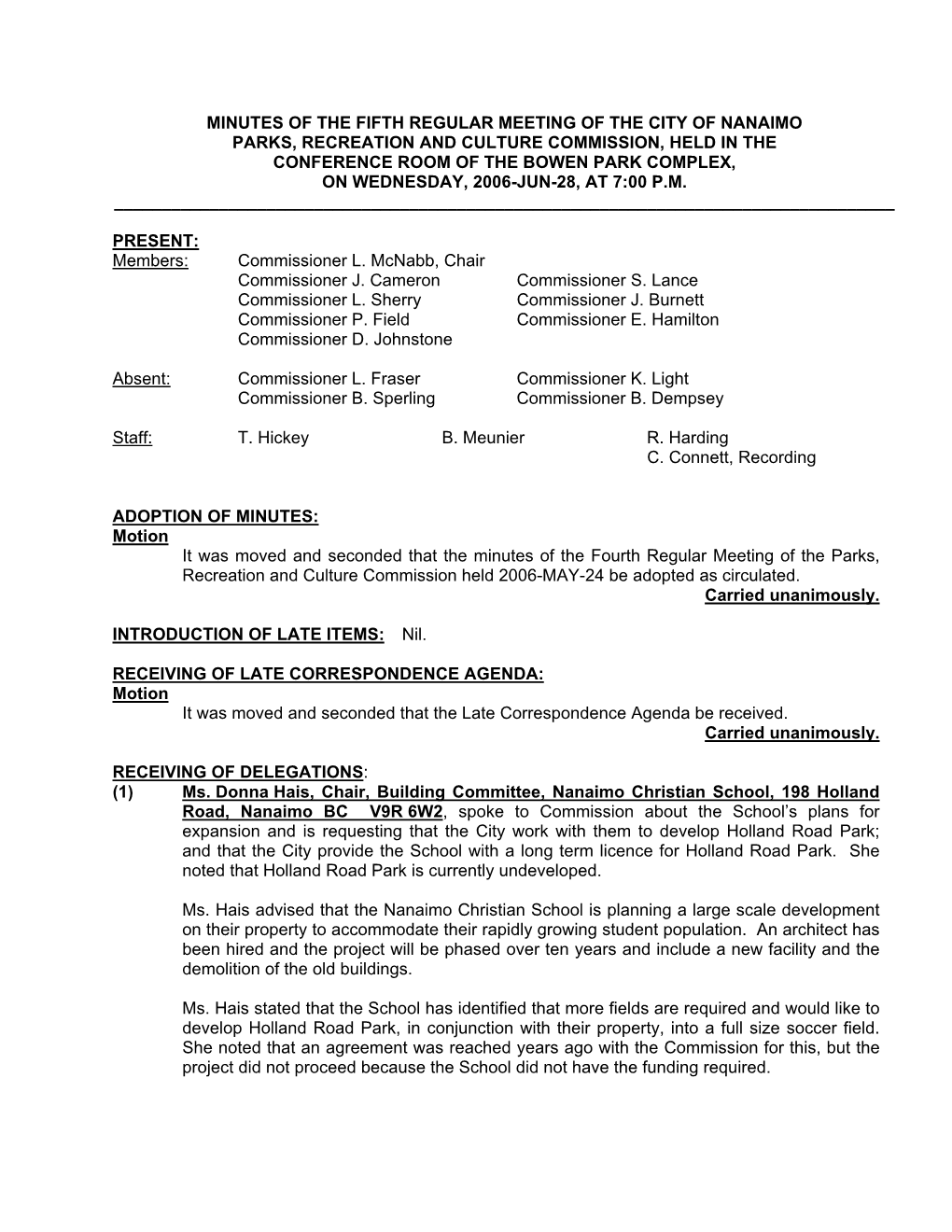 PRCC Minutes for 2006-JUN-28