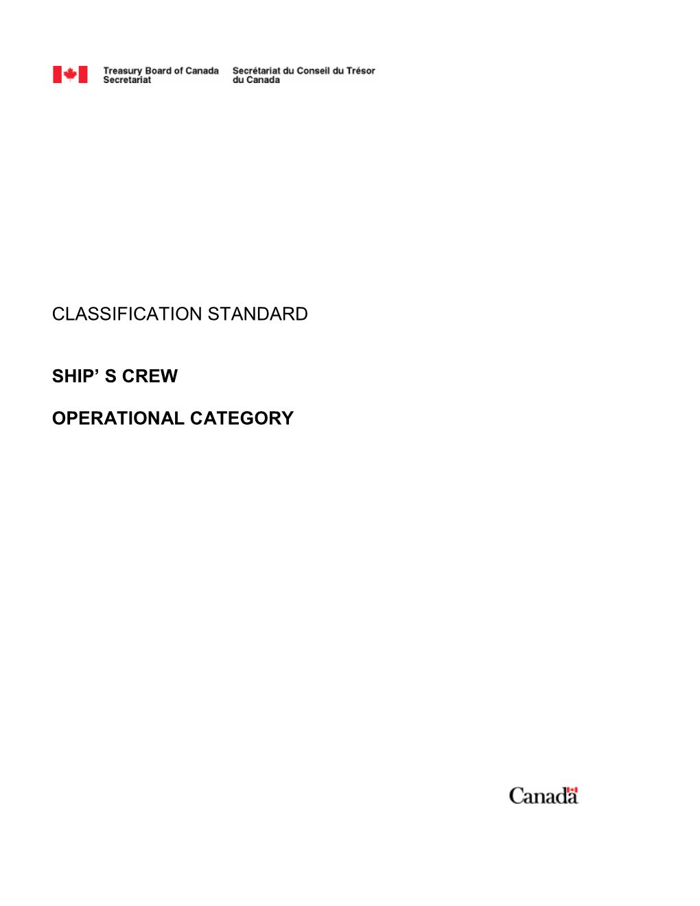 Classification Standard Ship' S Crew Operational Category