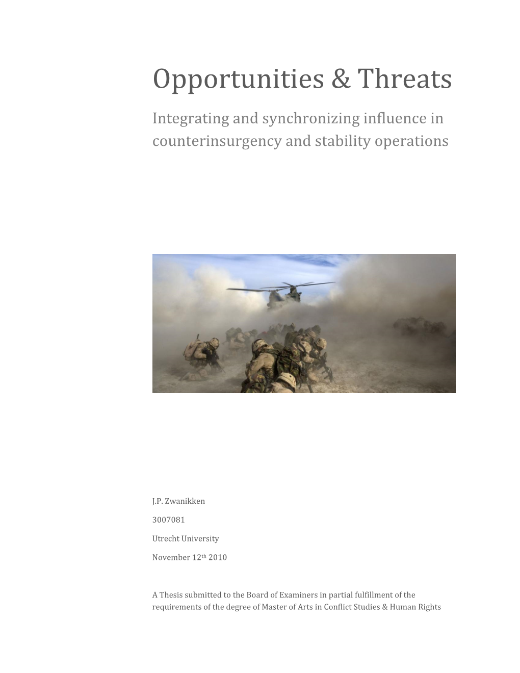 Opportunities & Threats