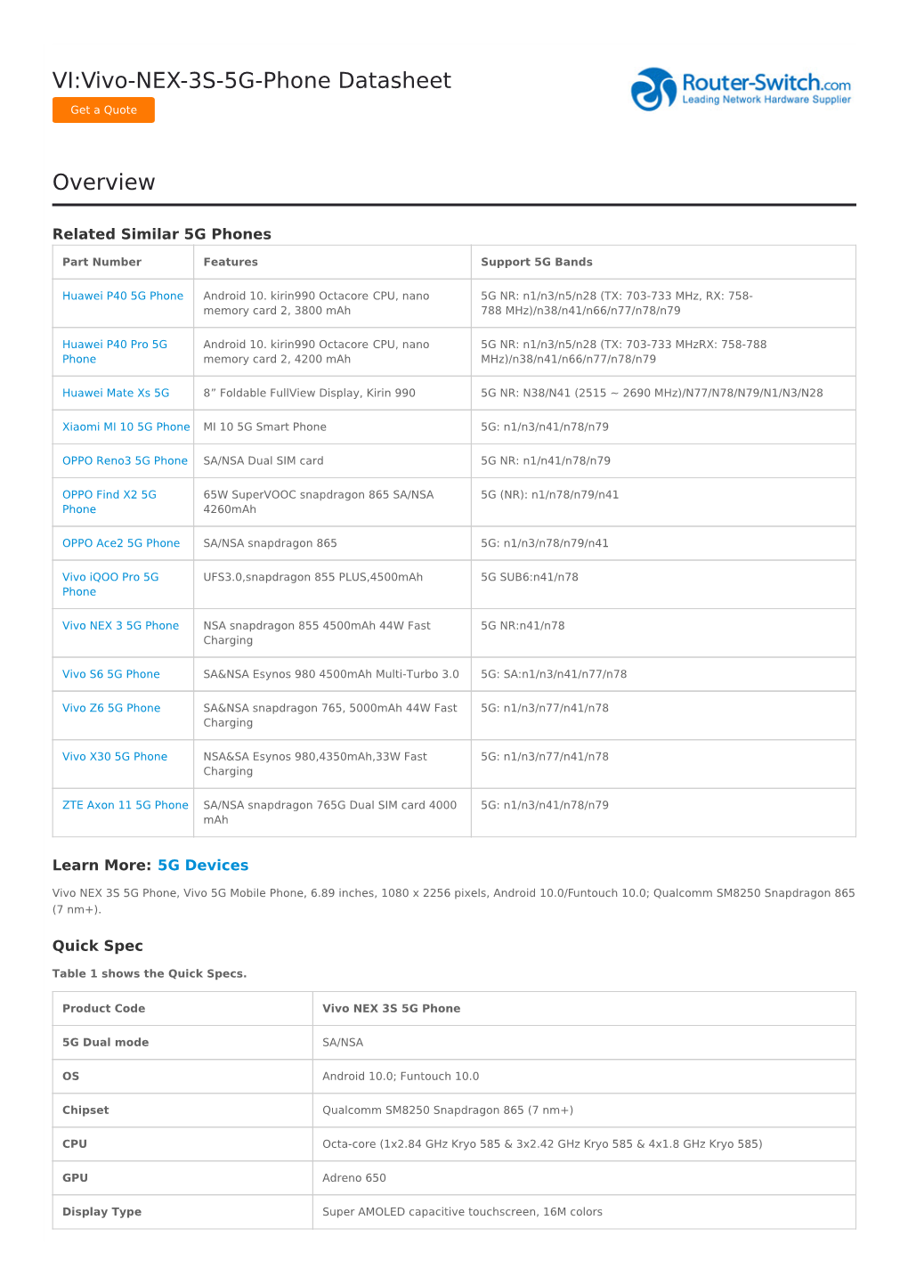 VI:Vivo-NEX-3S-5G-Phone Datasheet Overview