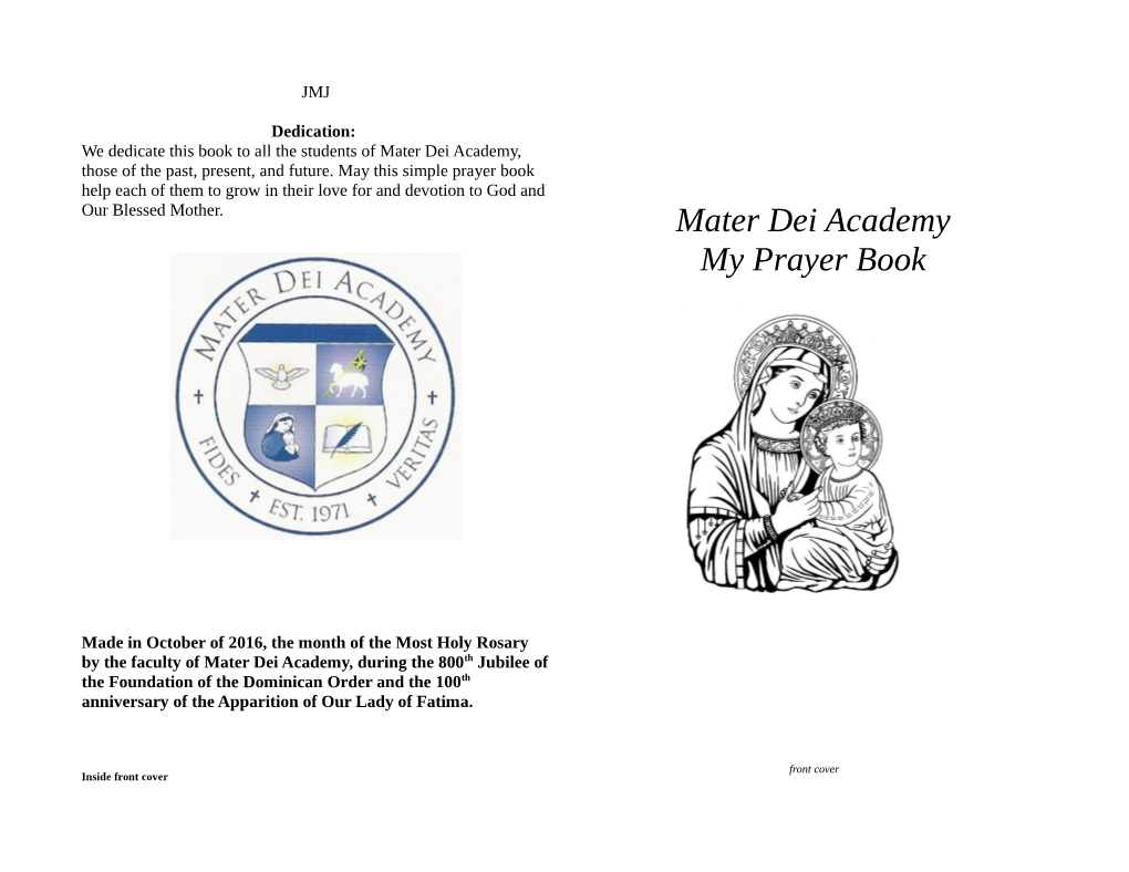 Mater Dei Academy My Prayer Book