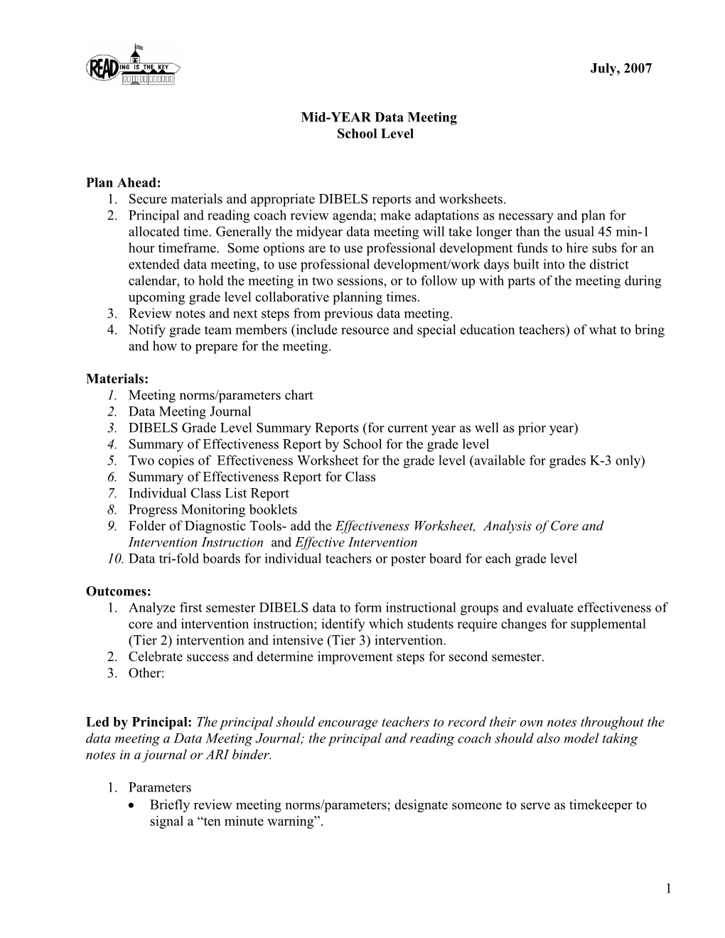 Midyear Data Meeting-School Level