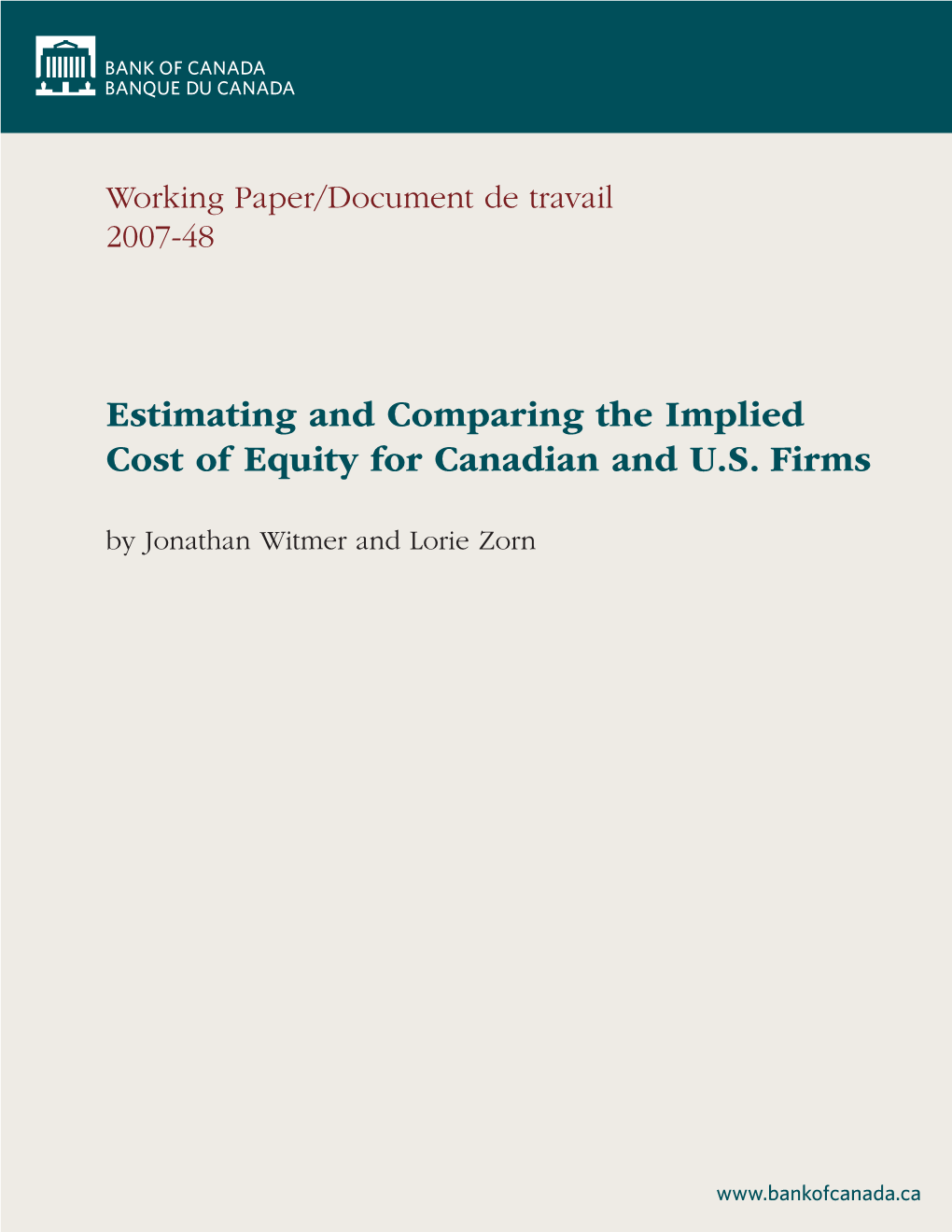 Estimating and Comparing the Implied Cost of Equity for Canadian and U.S