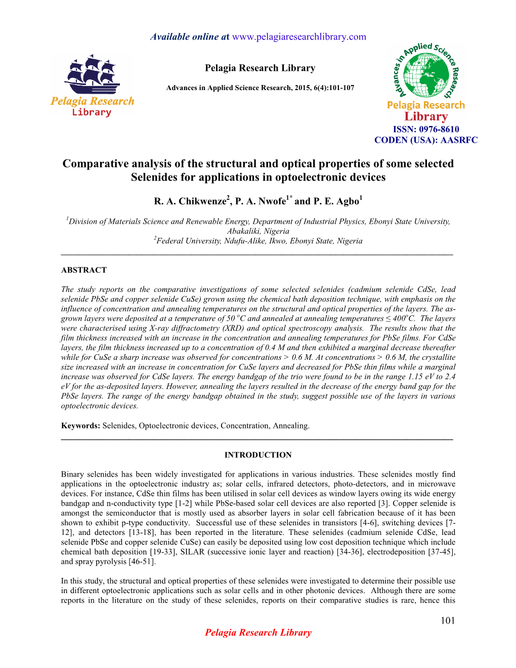 Comparative Analysis of the Structural and Optical Properties of Some Selected Selenides for Applications in Optoelectronic Devices