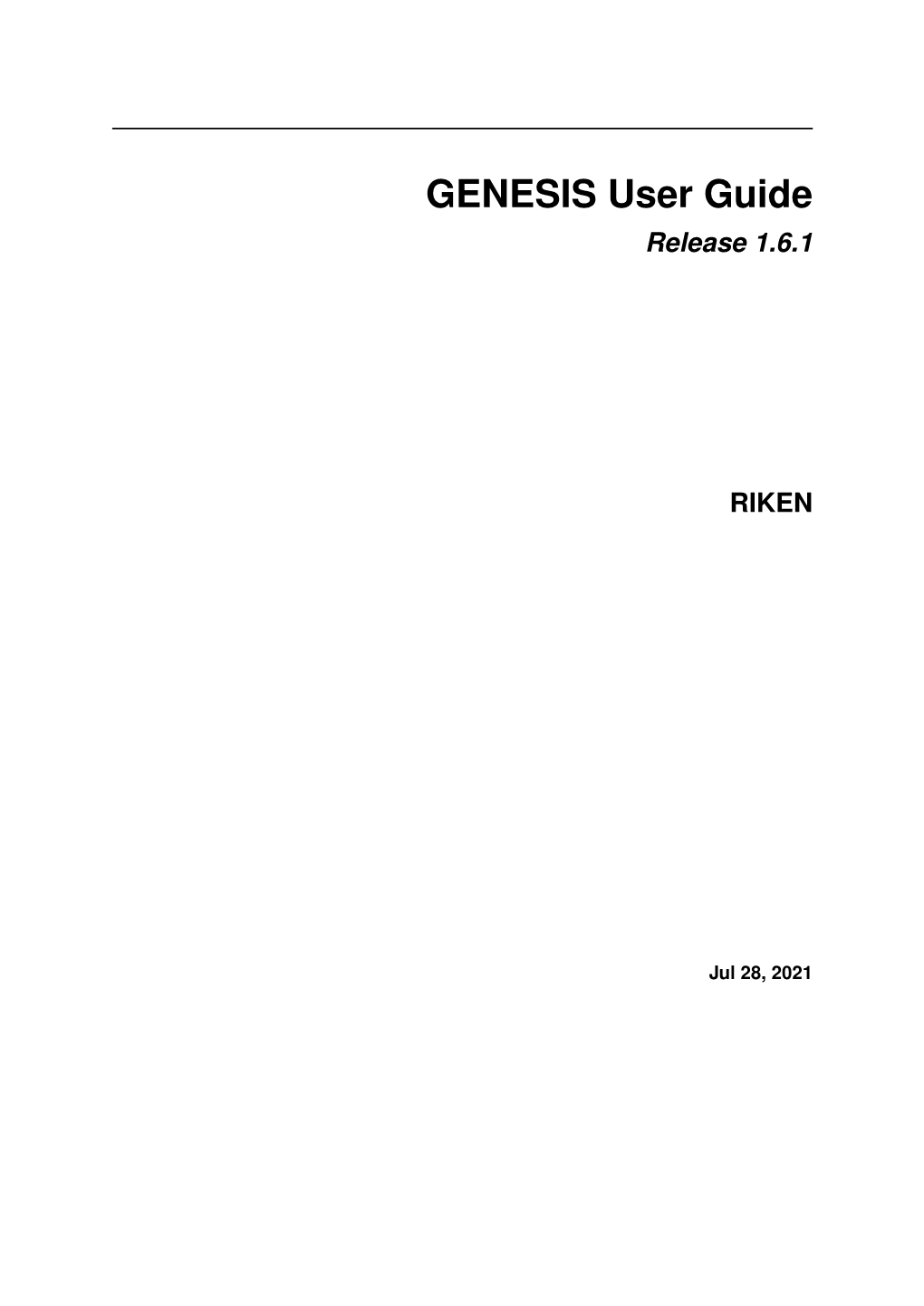 GENESIS User Guide Release 1.6.1