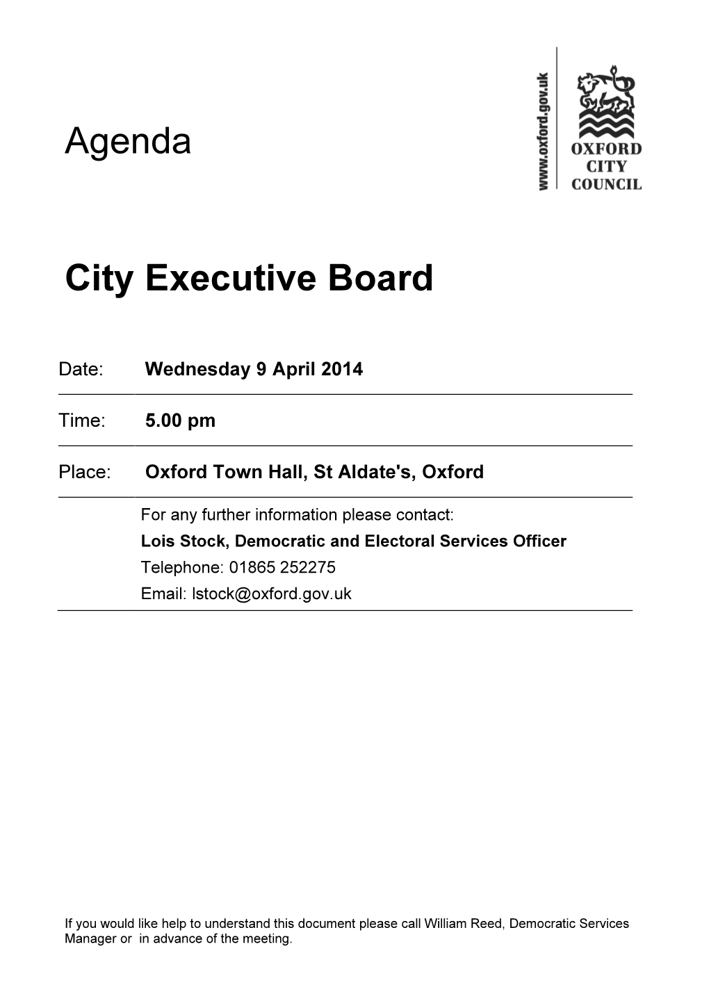 Agenda City Executive Board