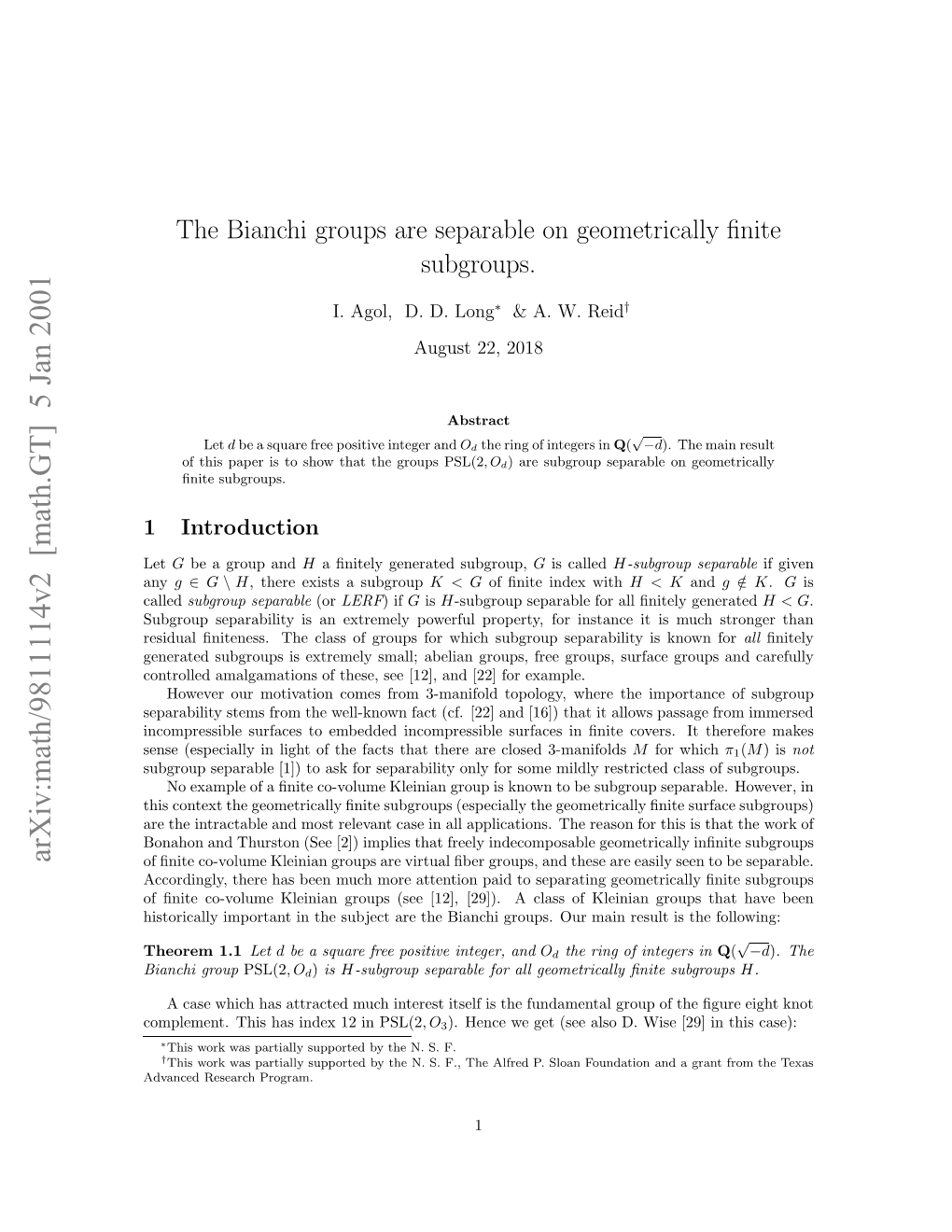 The Bianchi Groups Are Separable on Geometrically Finite Subgroups