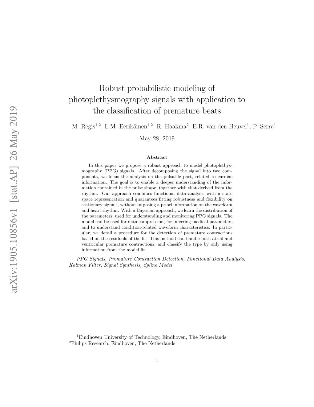 Arxiv:1905.10856V1 [Stat.AP] 26 May 2019