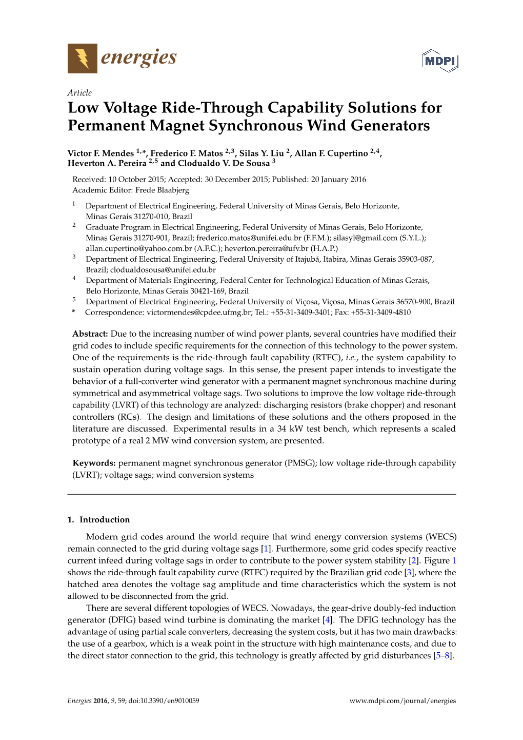 Low Voltage Ride-Through Capability Solutions for Permanent Magnet Synchronous Wind Generators