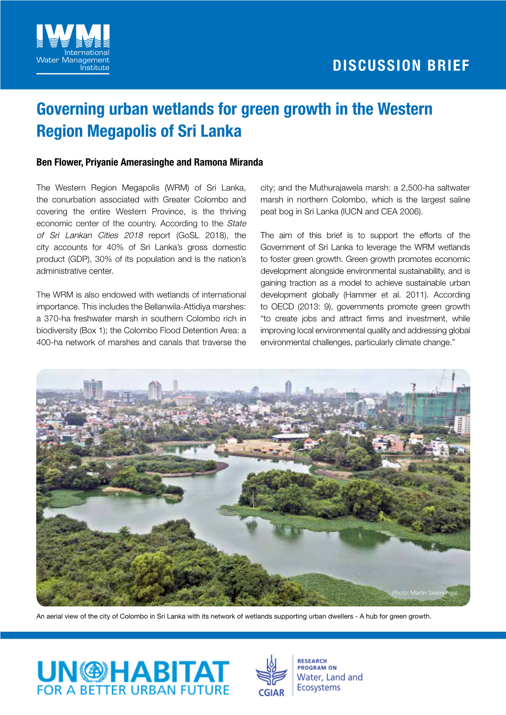 Governing Urban Wetlands for Green Growth in the Western Region Megapolis of Sri Lanka