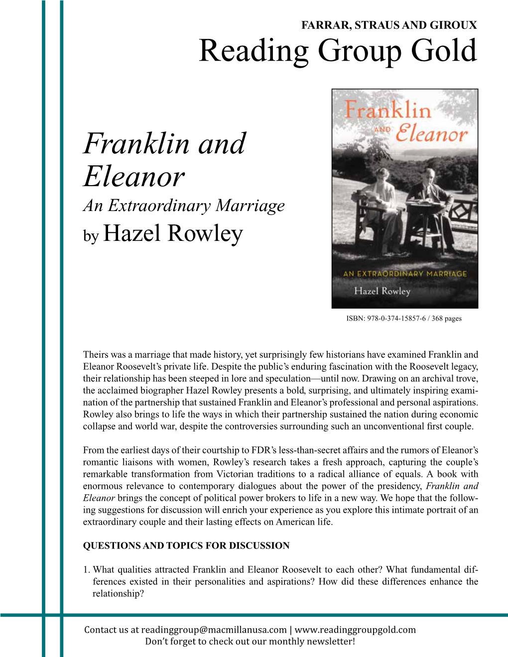 Franklin and Eleanor an Extraordinary Marriage by Hazel Rowley