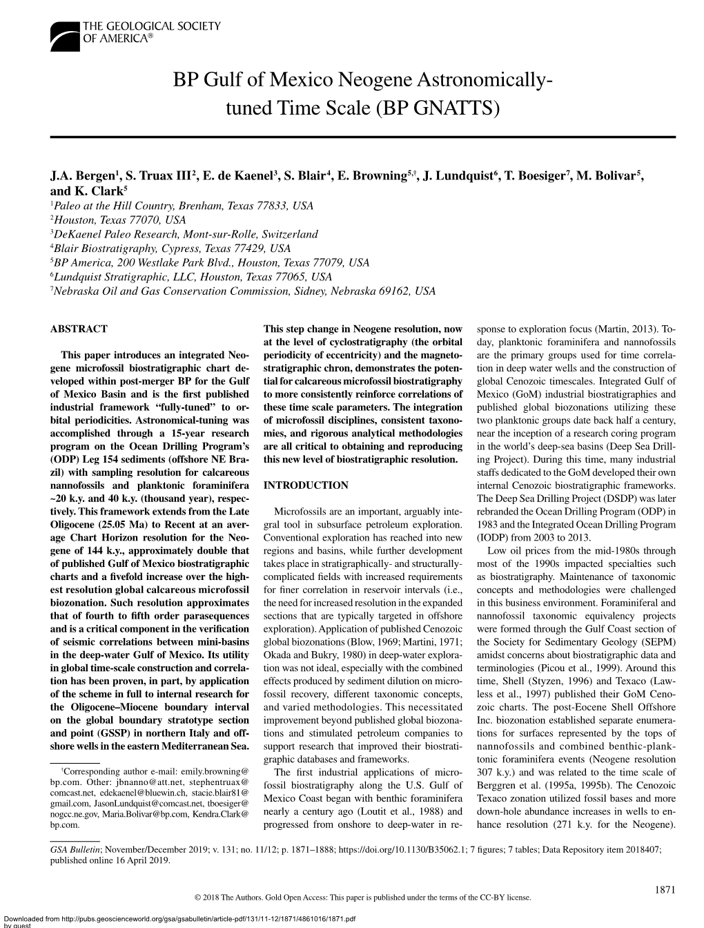 BP Gulf of Mexico Neogene Astronomically- Tuned Time Scale (BP GNATTS)