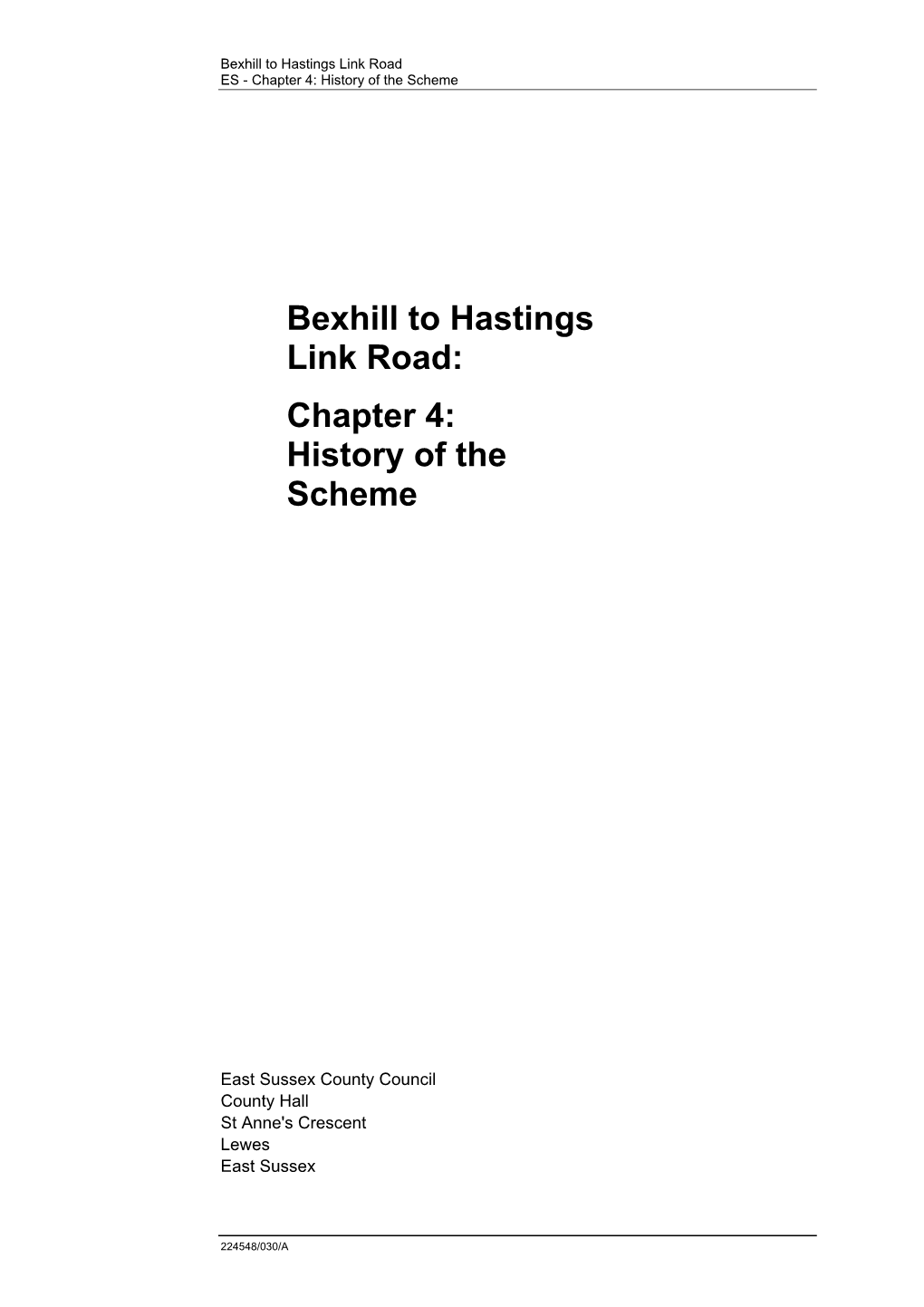 Bexhill to Hastings Link Road ES - Chapter 4: History of the Scheme