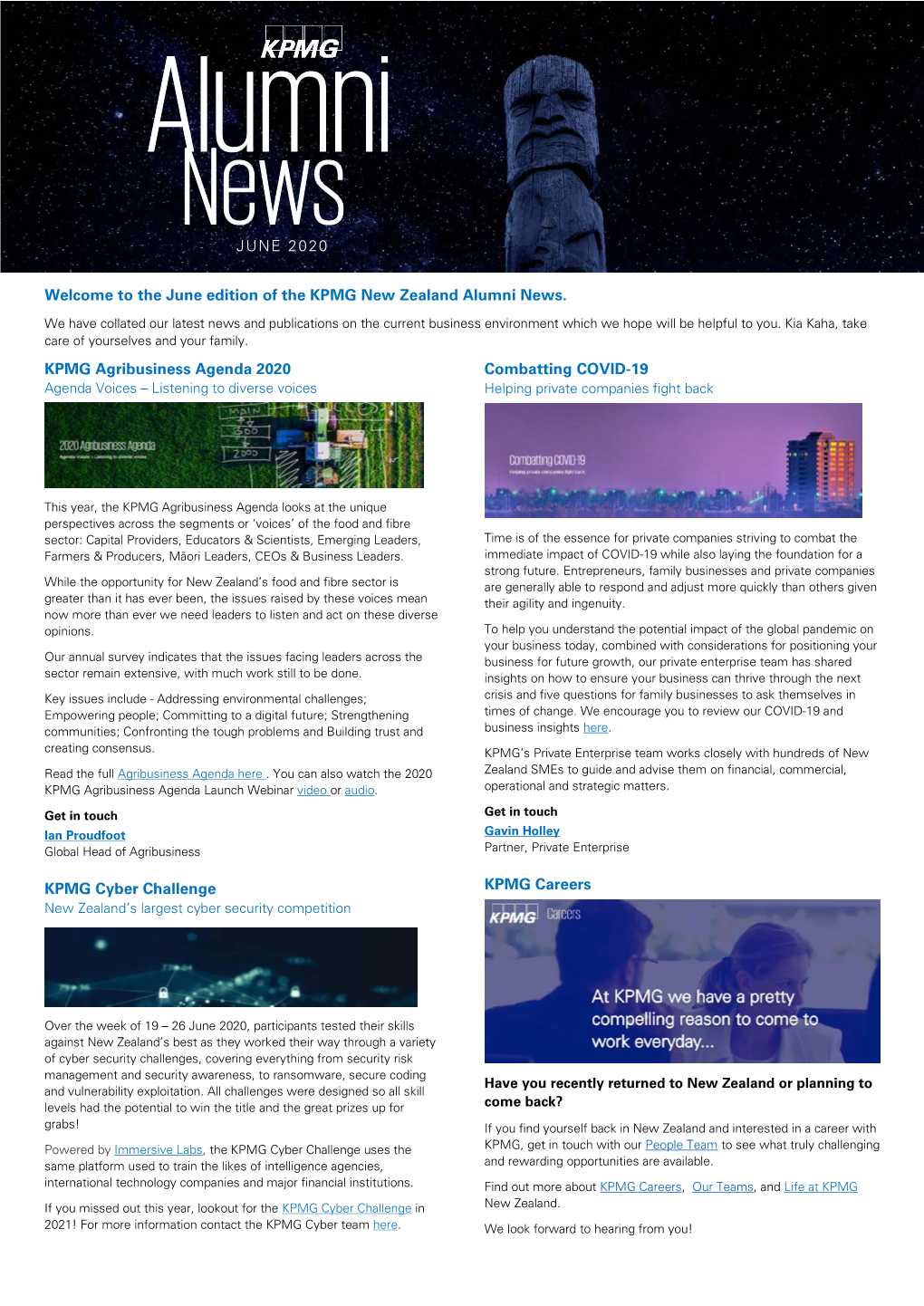 The June Edition of the KPMG New Zealand Alumni News