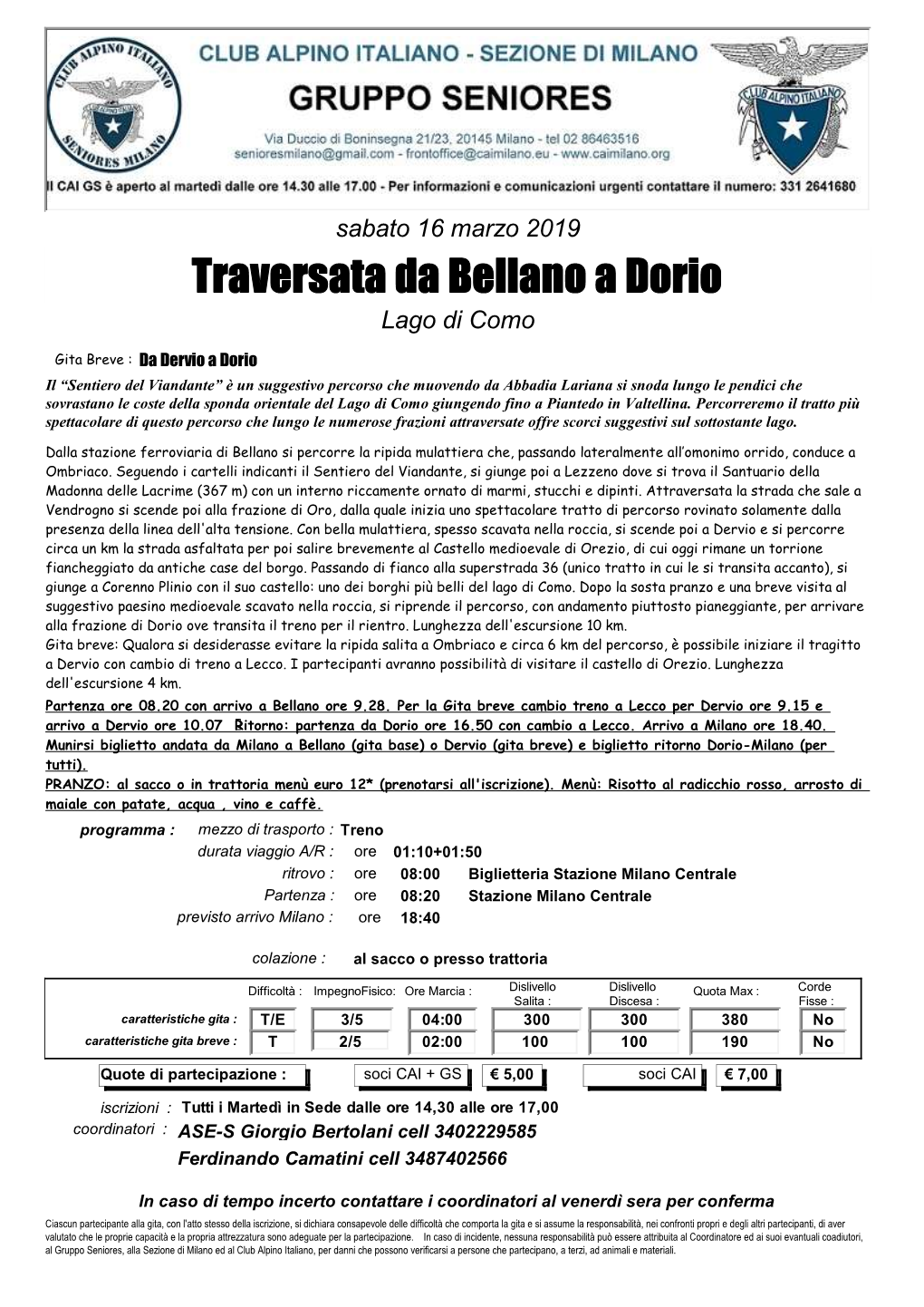 Traversata Da Bellano a Dorio Lago Di Como