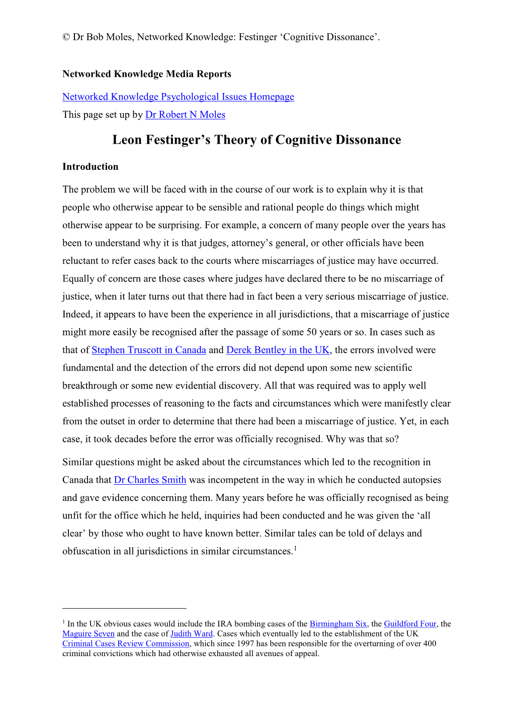 Leon Festinger's Theory of Cognitive Dissonance