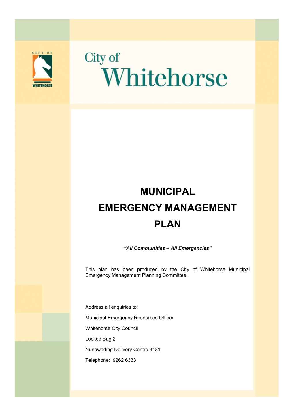 Municipal Emergency Management Plan