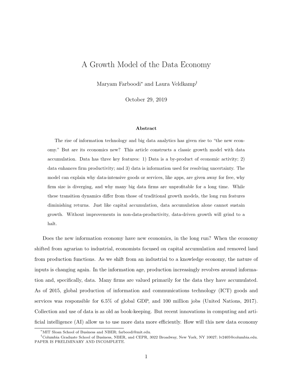 A Growth Model of the Data Economy