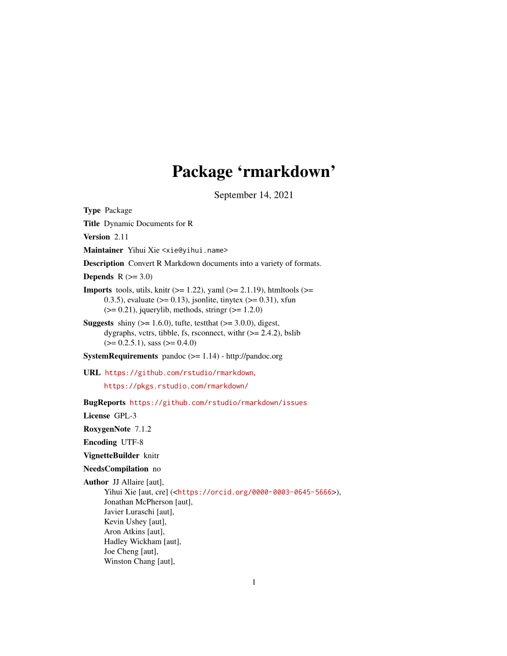 Rmarkdown: Dynamic Documents for R