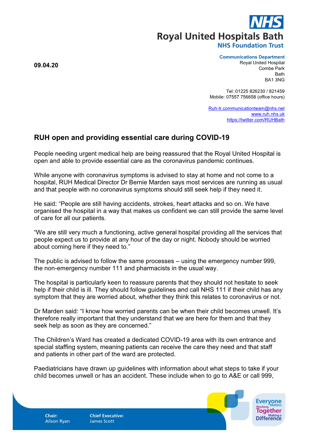 RUH Open and Providing Essential Care During COVID-19
