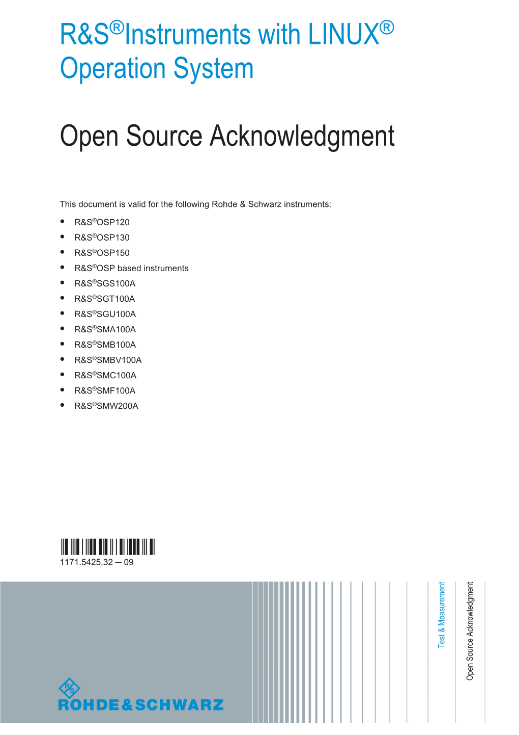 R&S LINUX Open Source Acknowledgment