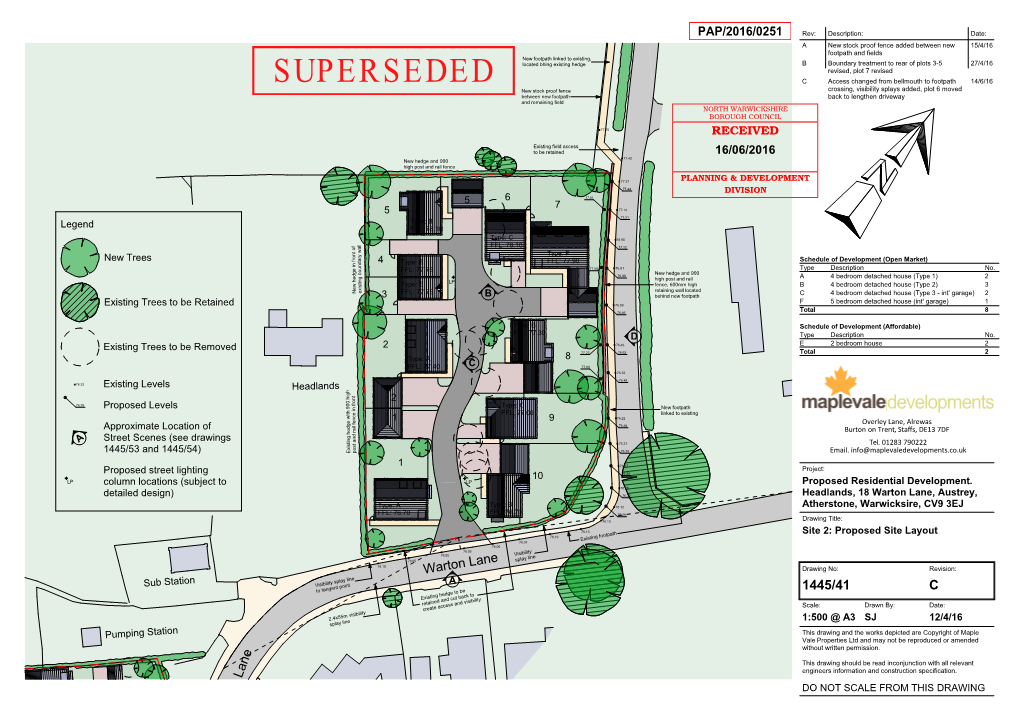 Proposed Residential Development. Headlands, 18 Warton Lane