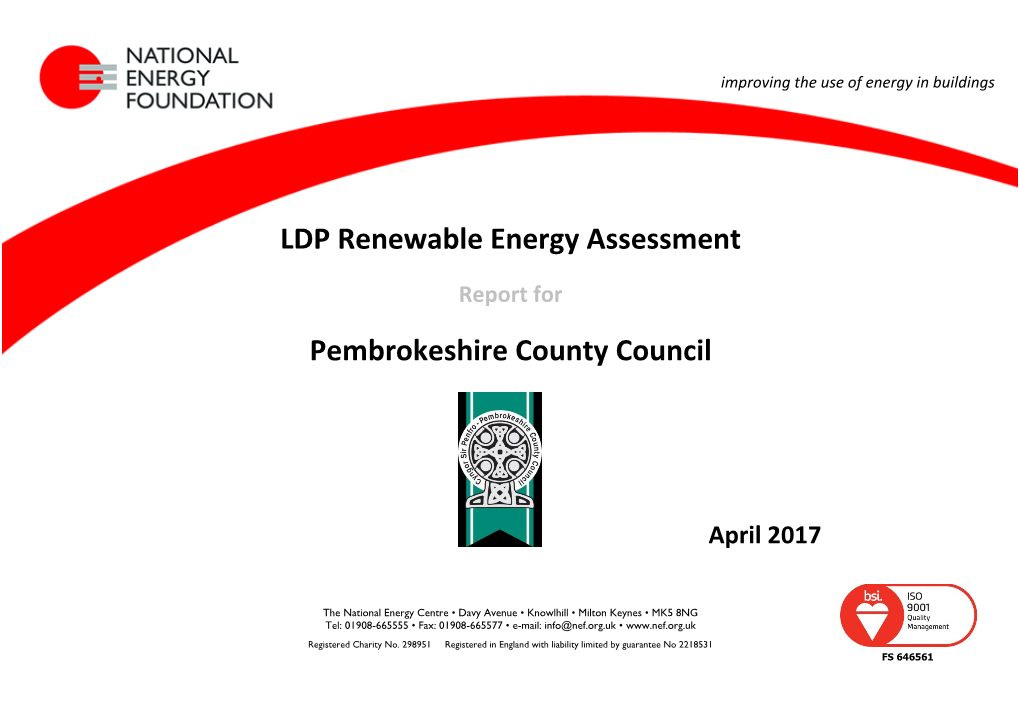 LDP Renewable Energy Assessment Pembrokeshire County Council