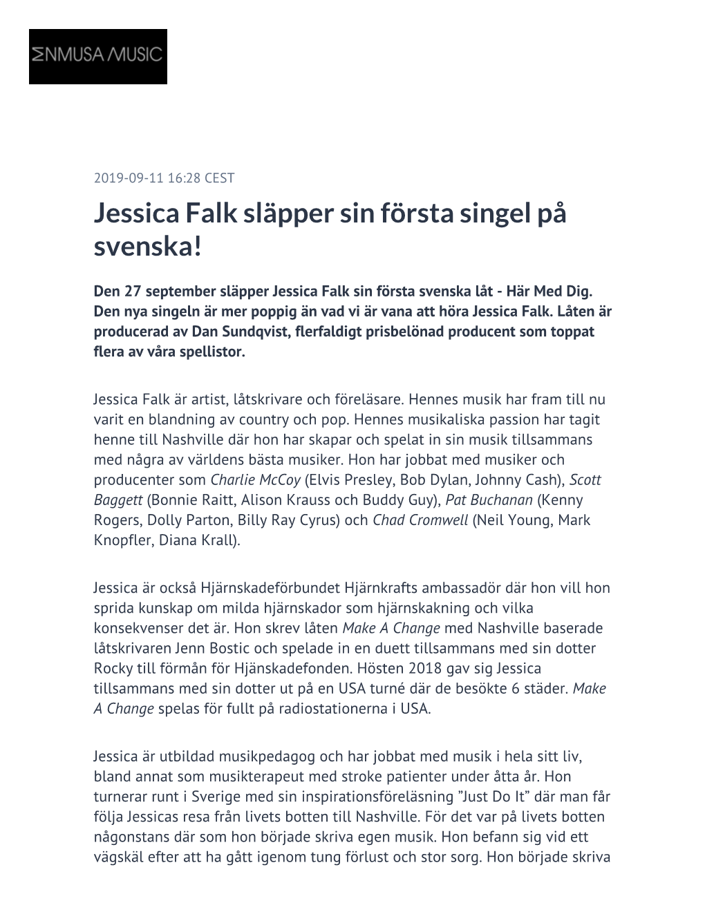 Jessica Falk Släpper Sin Första Singel På Svenska!