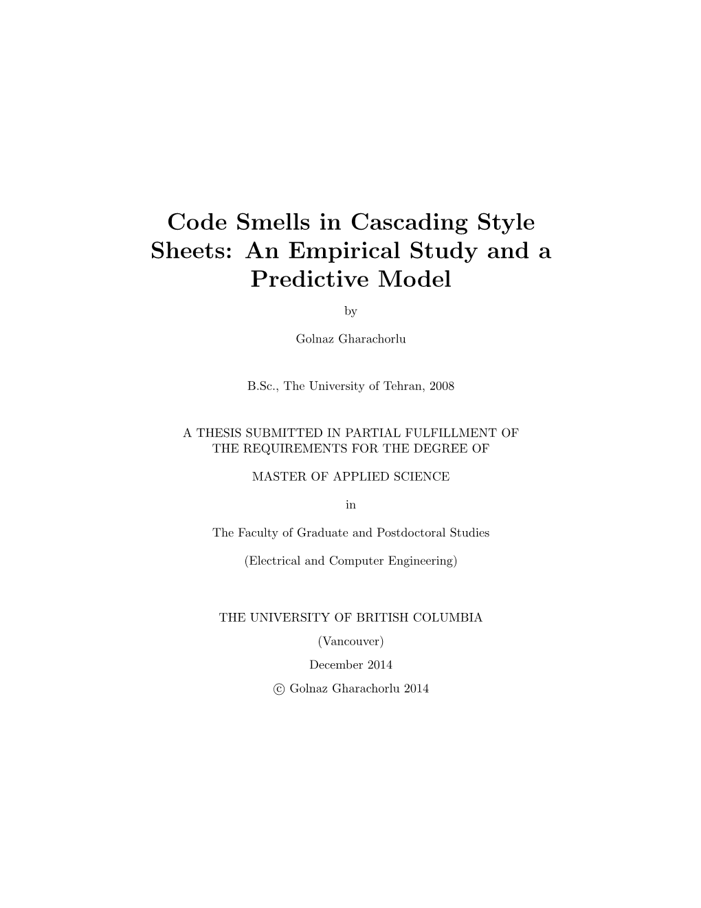 Code Smells in Cascading Style Sheets: an Empirical Study and a Predictive Model